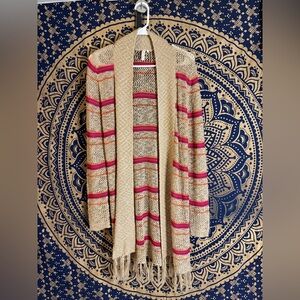 Red Camel Cream and Pink Striped Cardigan